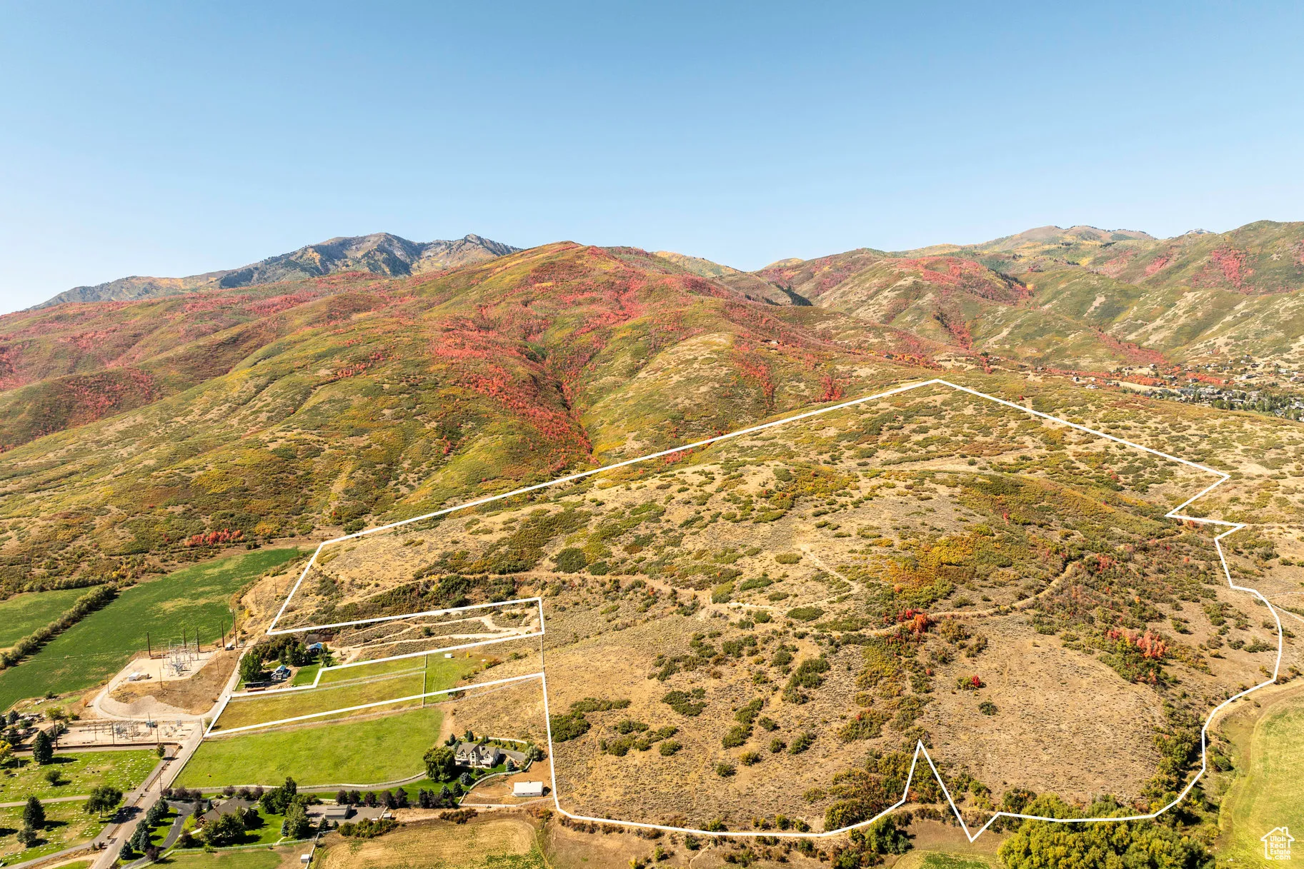 Mountain view with rural landscape