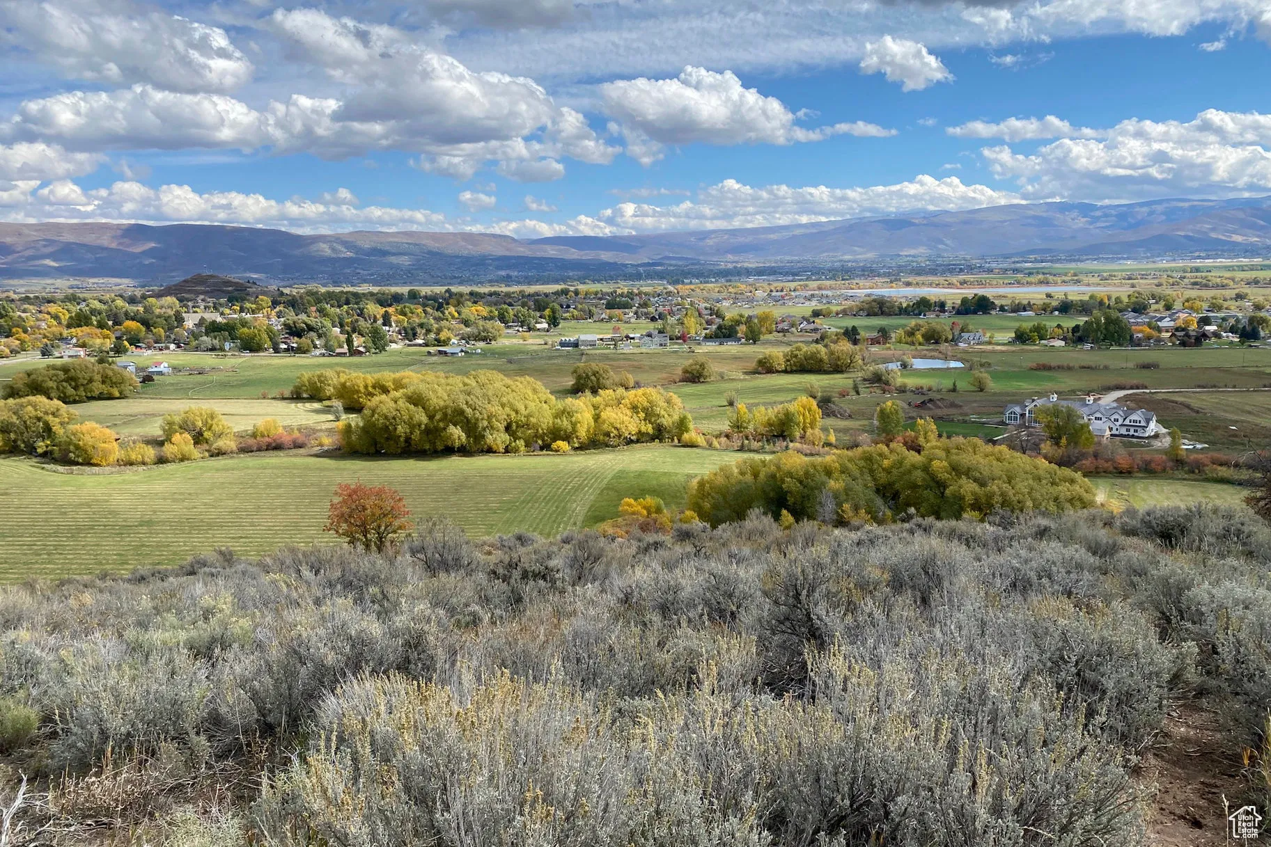 View of mountain background with rural landscape