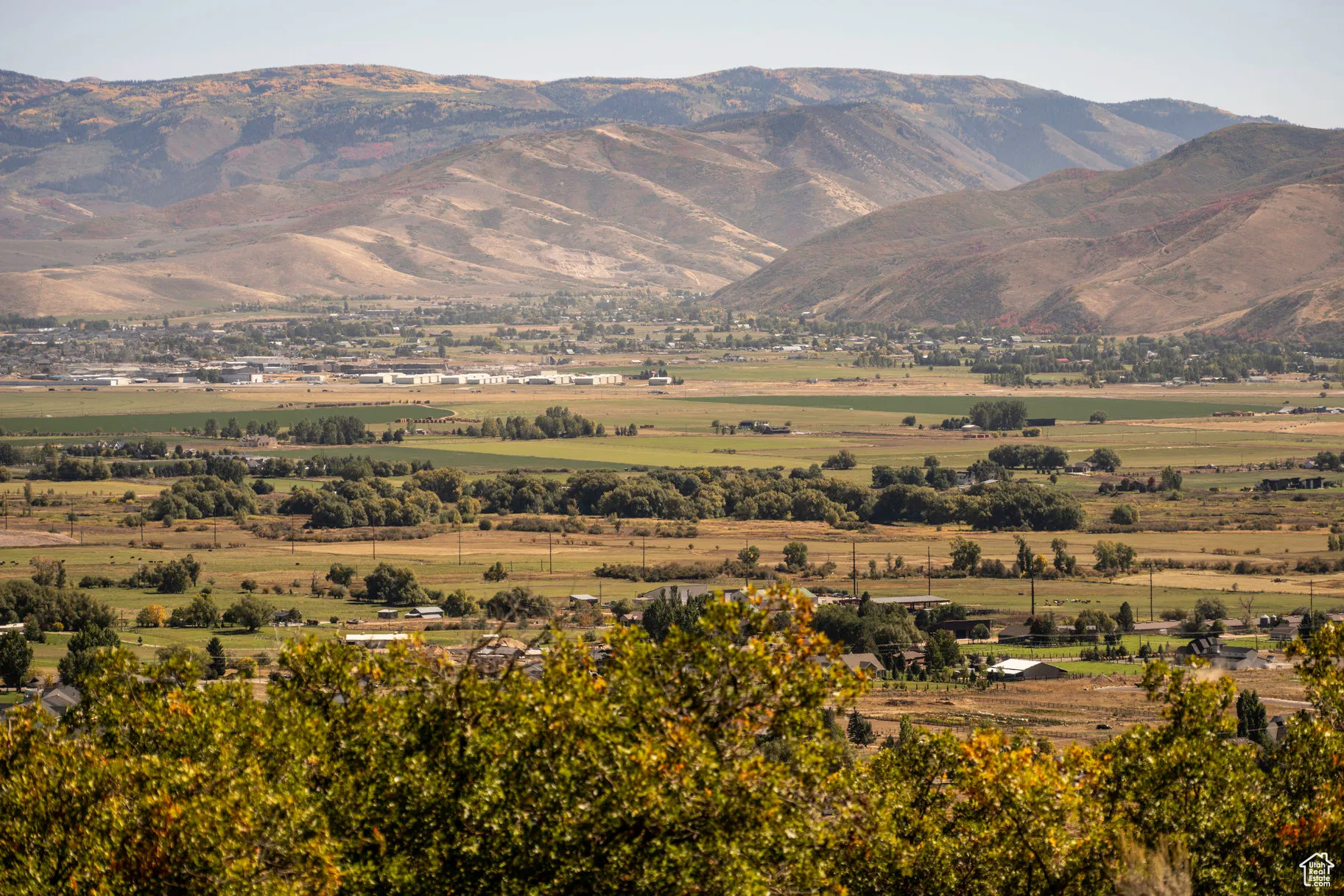 View of mountain background with rural landscape