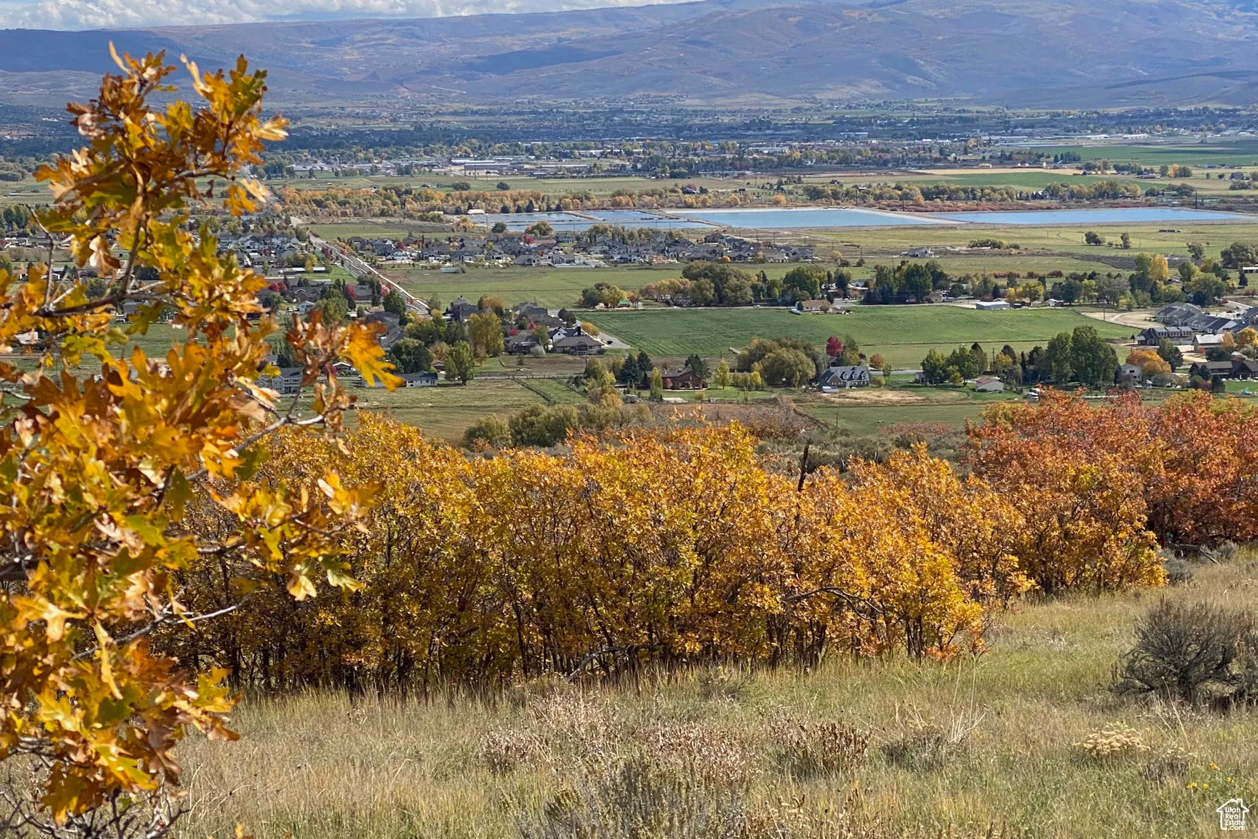 View of mountain background with a nearby body of water