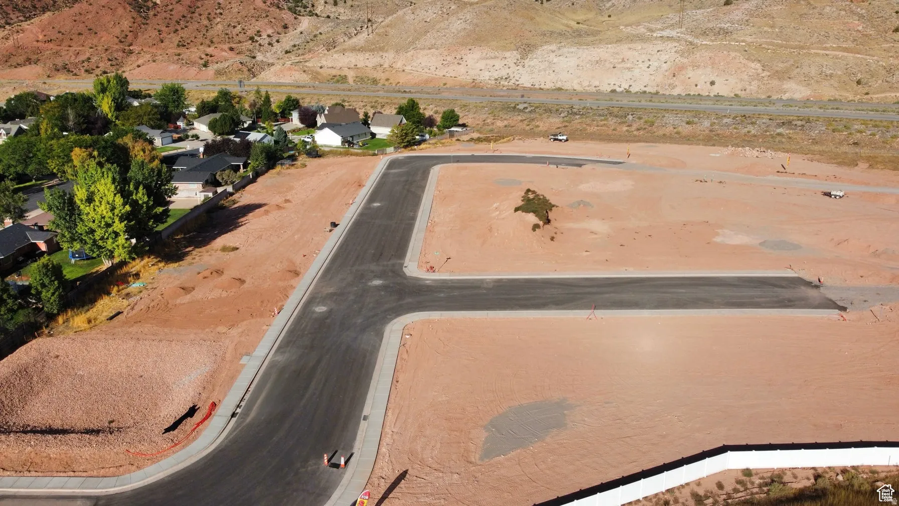 Aerial view of a desert landscape