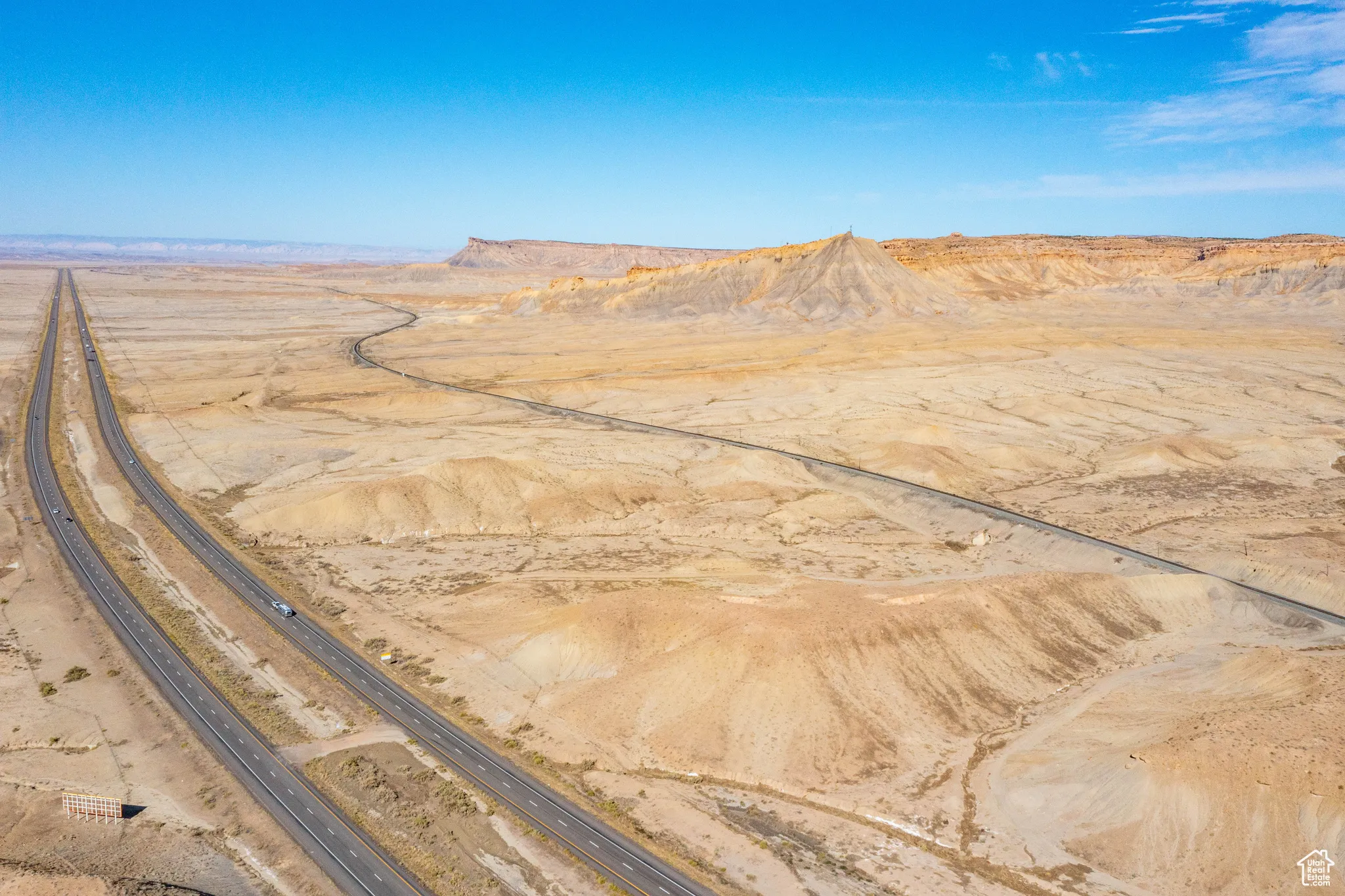 Overview of rural landscape with a desert landscape