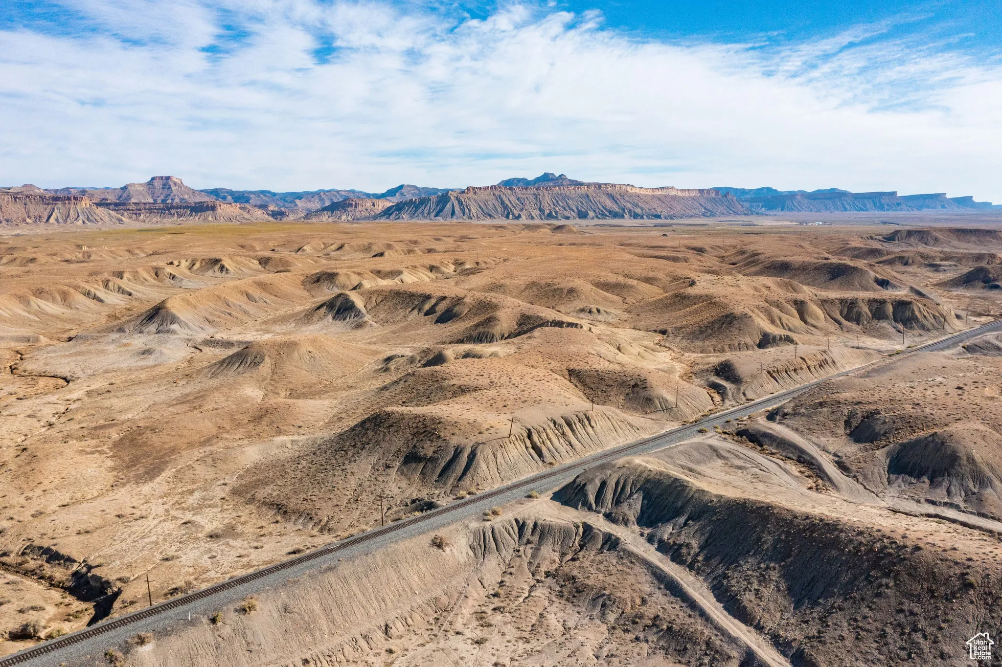 View of mountain background with a desert landscape and rural landscape