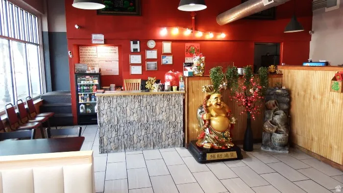 Reception area featuring a dry bar