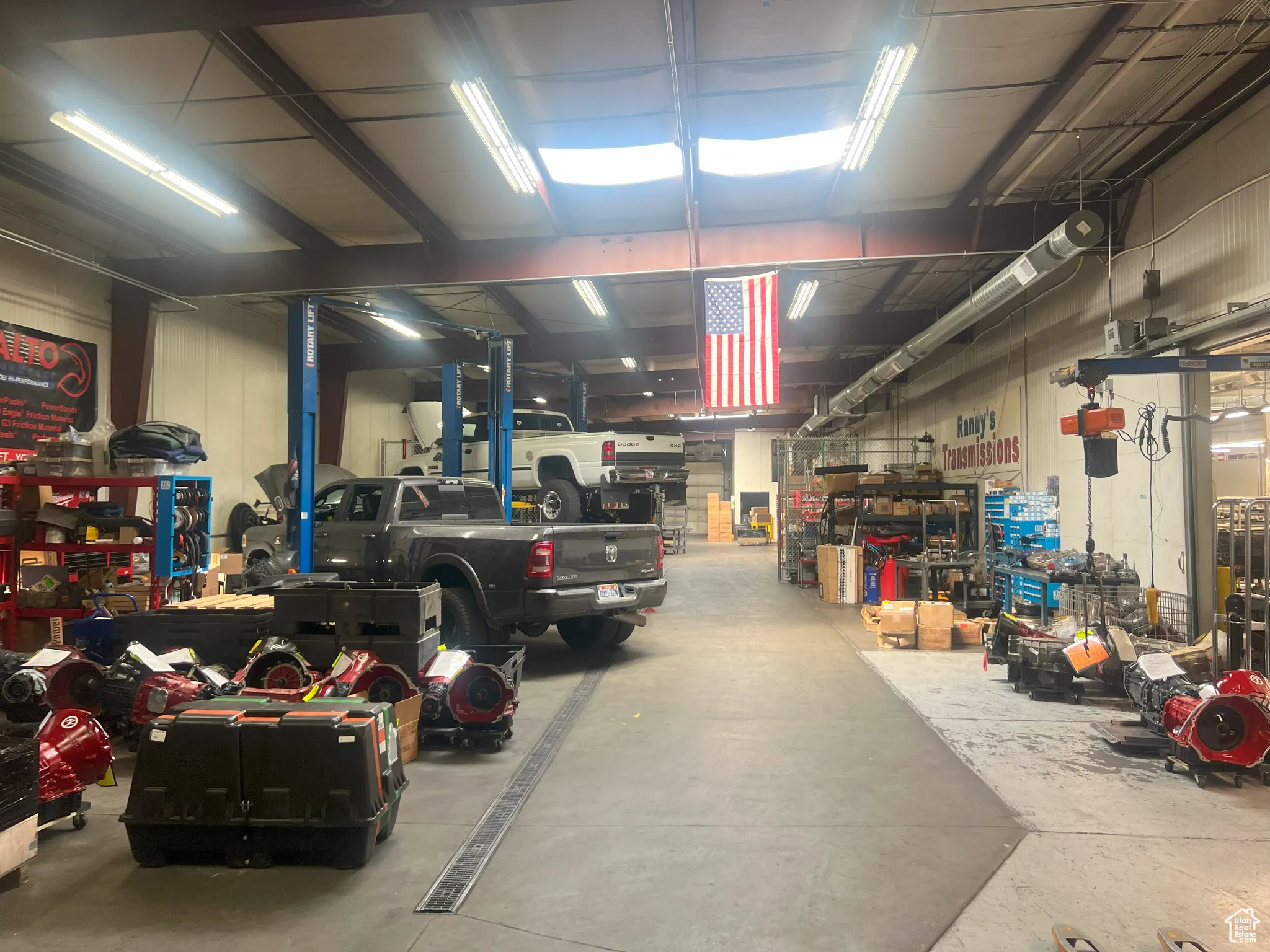 Garage with a workshop area