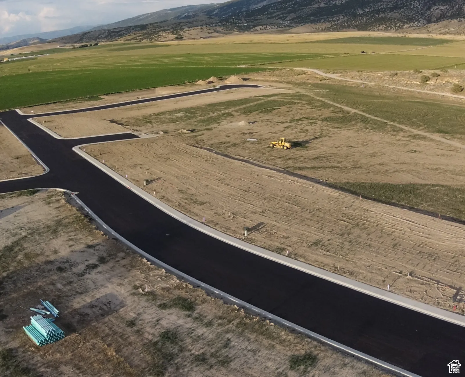Drone / aerial view of a mountain backdrop