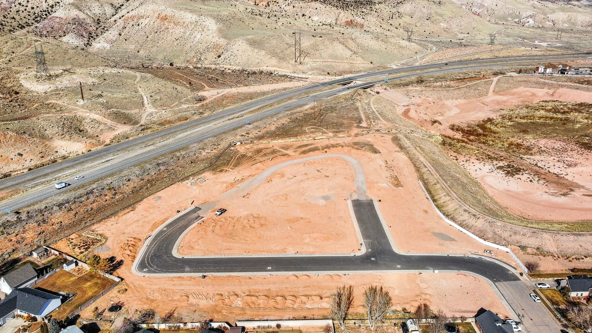 Aerial overview of property's location with rural landscape