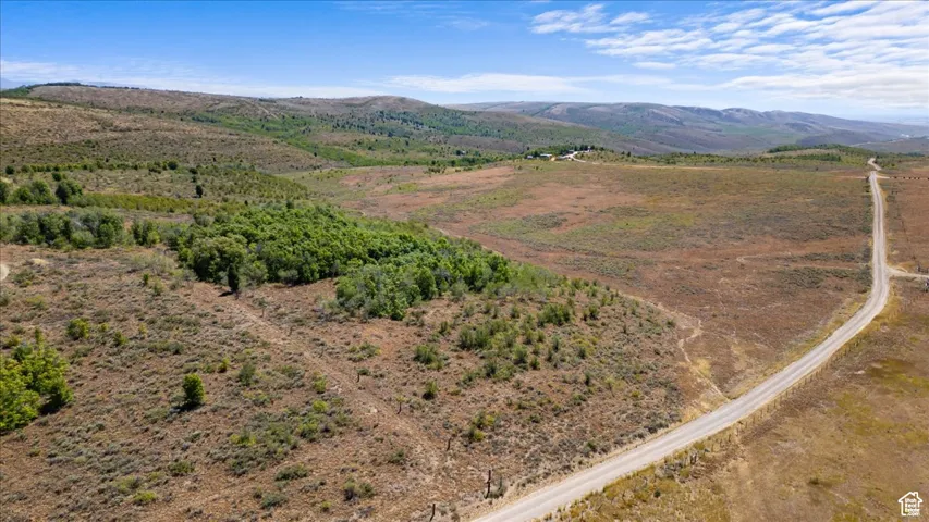 Drone / aerial view of a mountainous background
