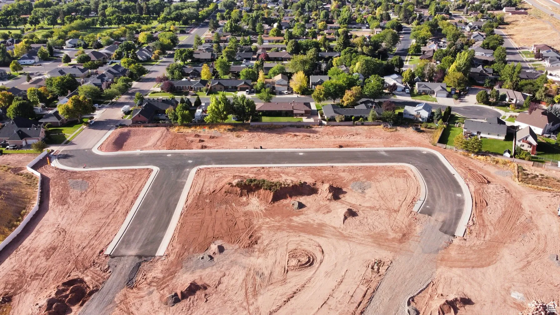 Aerial view of residential area