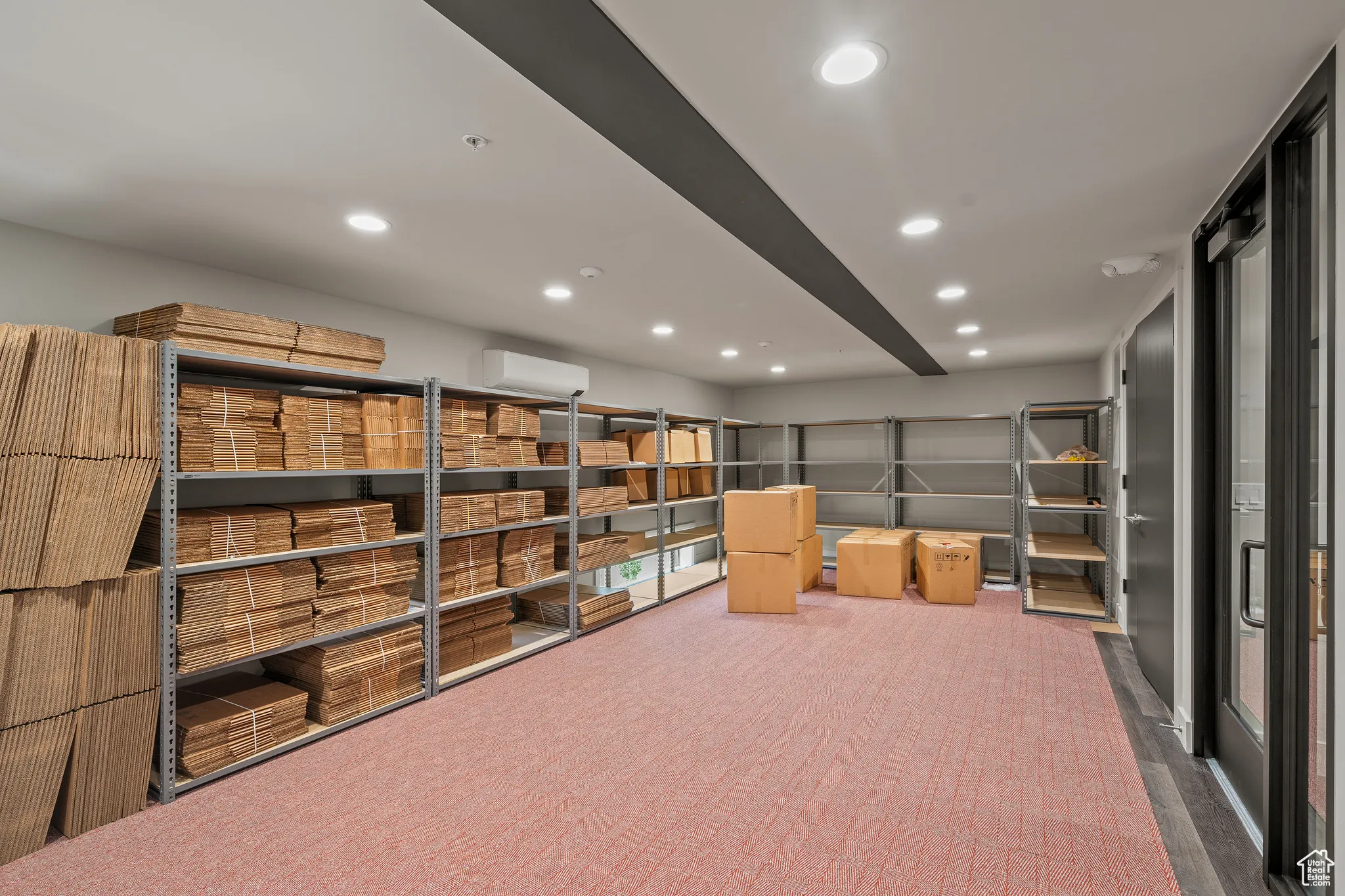 Storage area with an AC wall unit