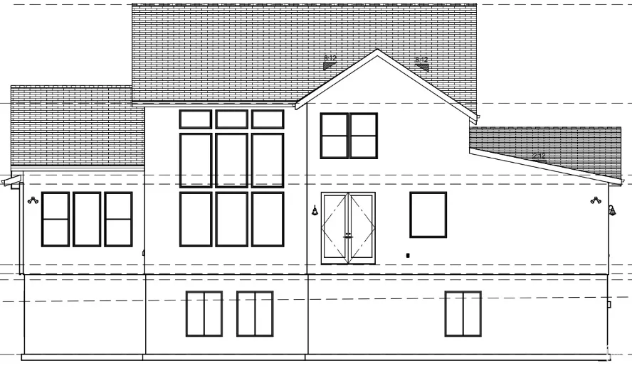 Rear of home with atrium door and 3 added windows in greatroom
