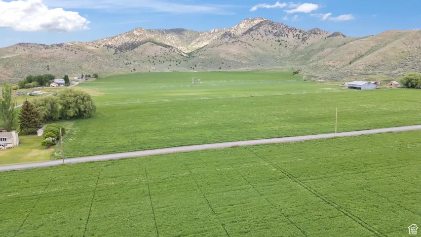 View of property's community with a mountain view, a view of rural / pastoral area, and a yard