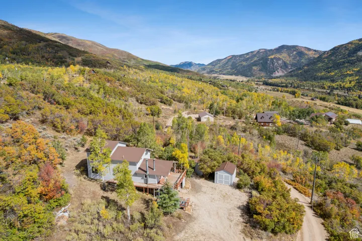View from above of property featuring mountains