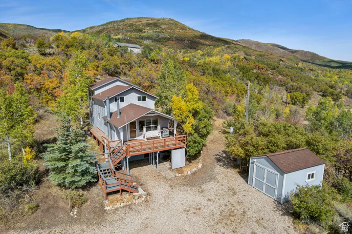 View from above of property with mountains