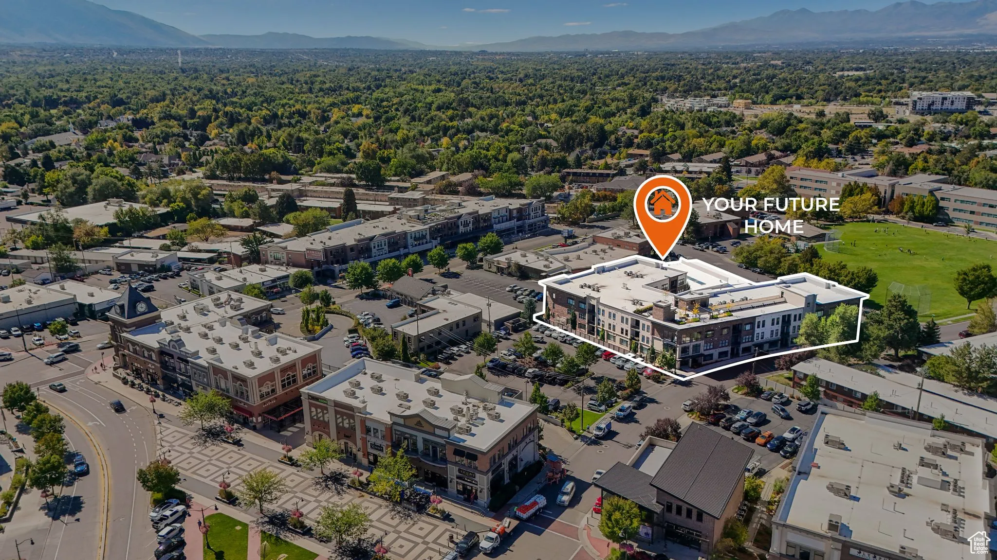 Aerial View of Downtown Holladay and The Station
