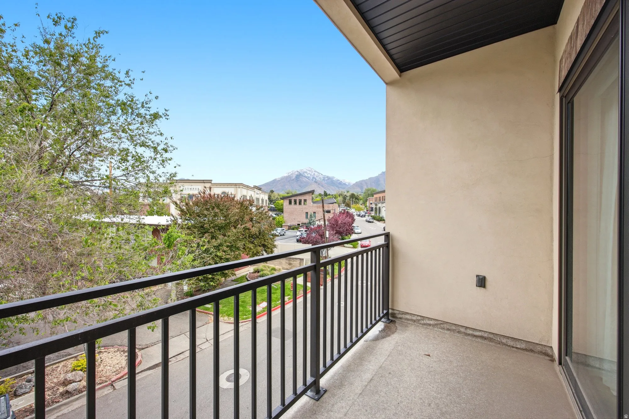 Balcony with a mountain view
