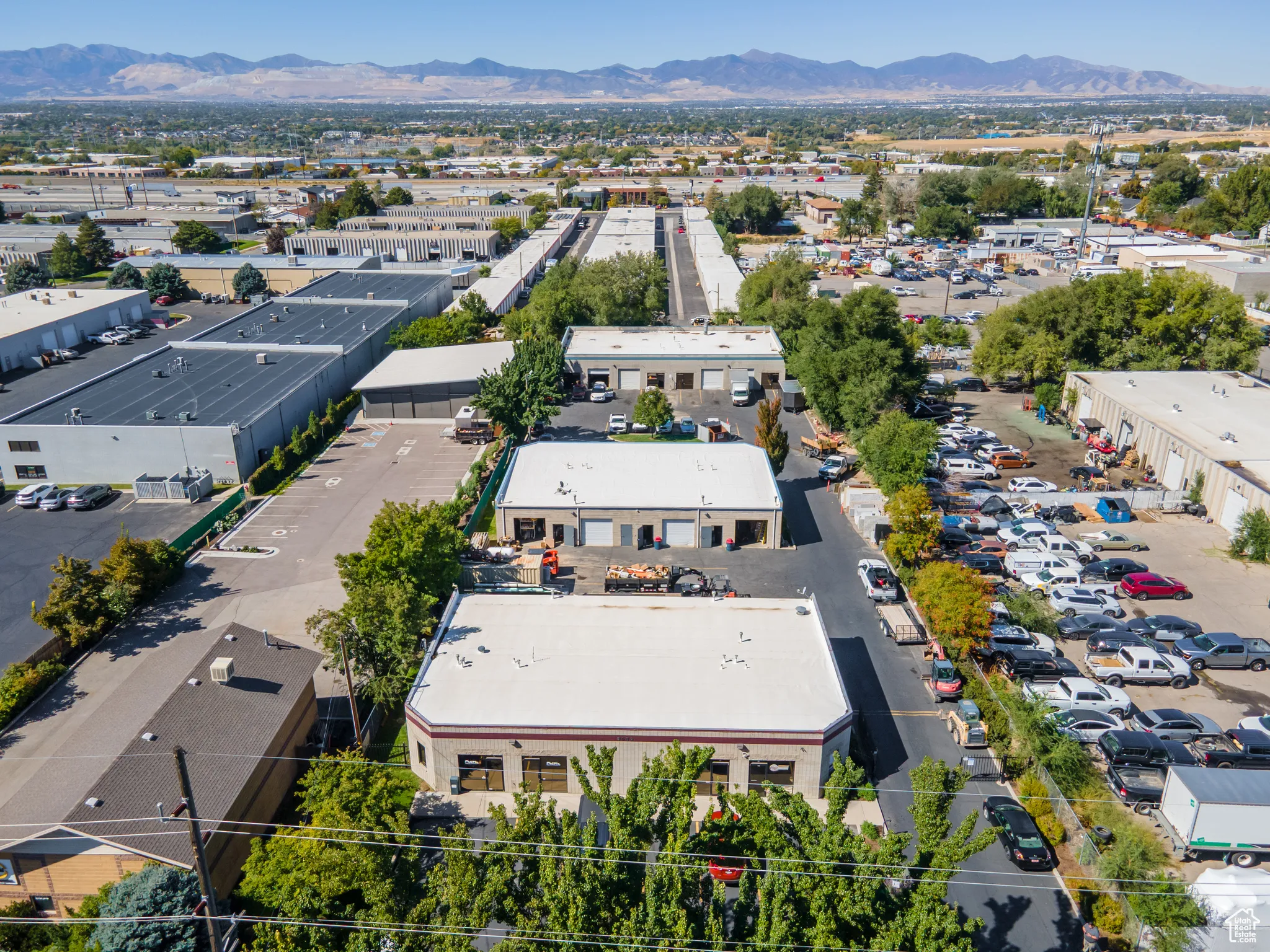 Drone / aerial view of a mountainous background