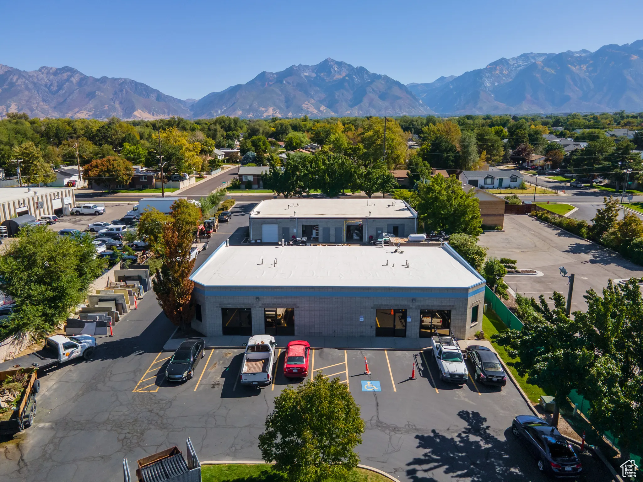 Aerial view of a mountainous background