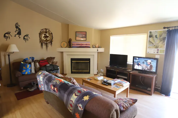 Living room with a fireplace