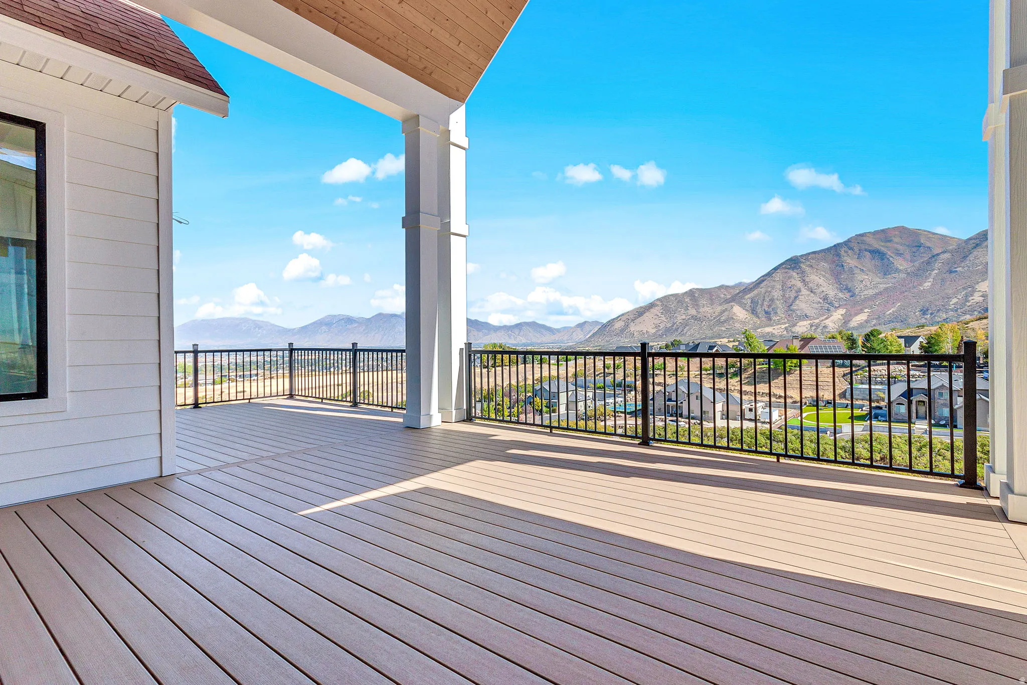 View from the covered deck featuring pre-wired audio to the back of the home