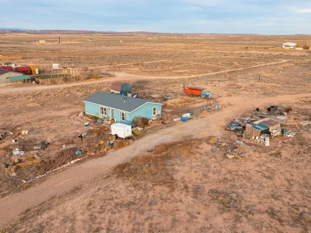 Aerial view of sparsely populated area featuring a desert landscape