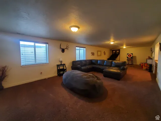 Living room featuring carpet and baseboards