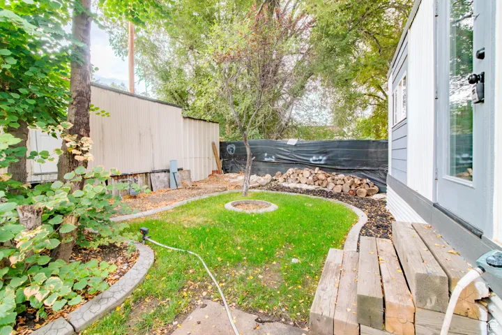 View of fenced backyard