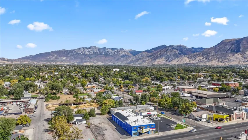 Drone / aerial view of a mountain backdrop