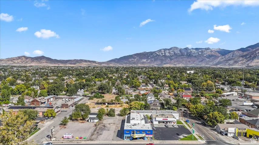 Aerial view of a mountain backdrop