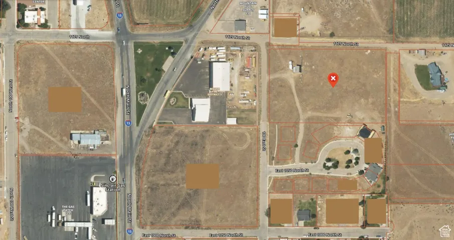 Aerial overview of property's location with property boundaries highlighted