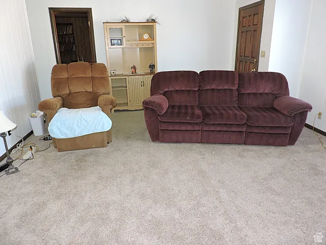 Living area with carpet