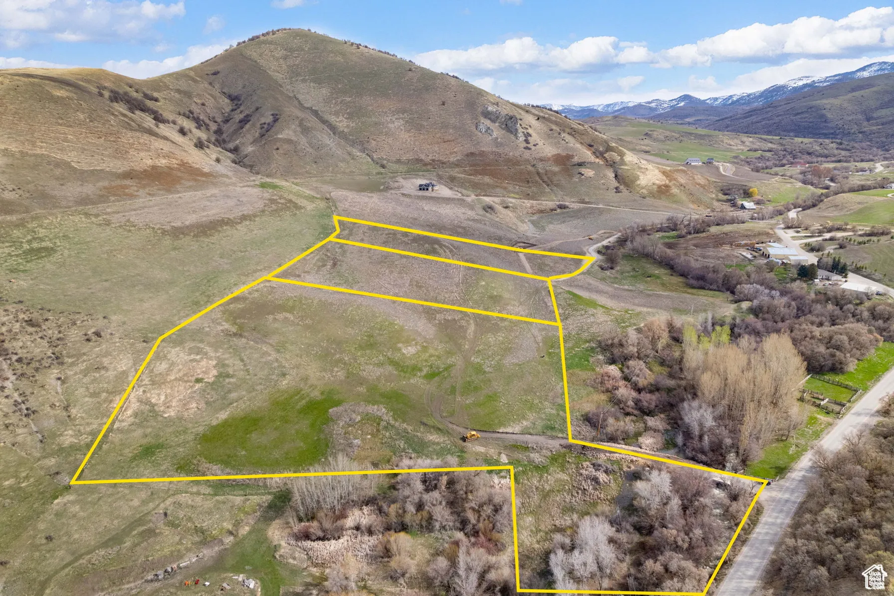 View of rural area featuring mountains and property parcel outlined