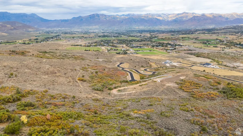 Overview of rural landscape featuring mountains