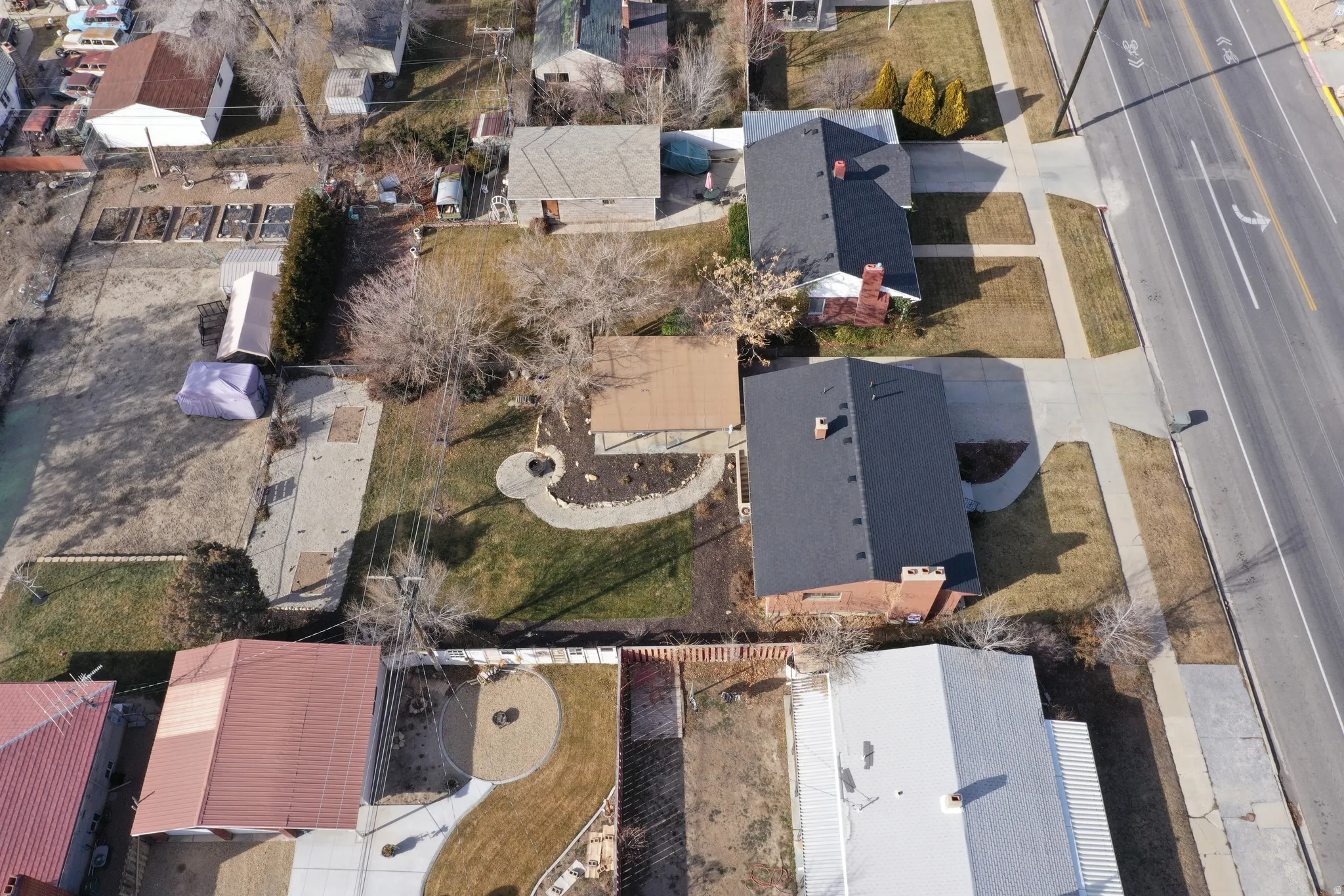 Aerial view of residential area