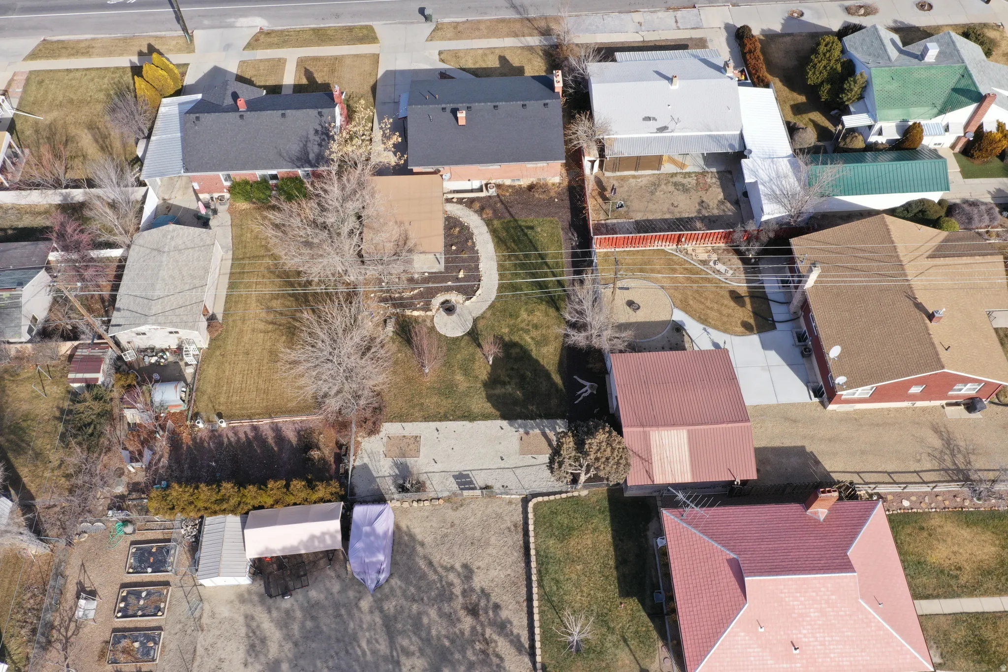 Aerial view of residential area