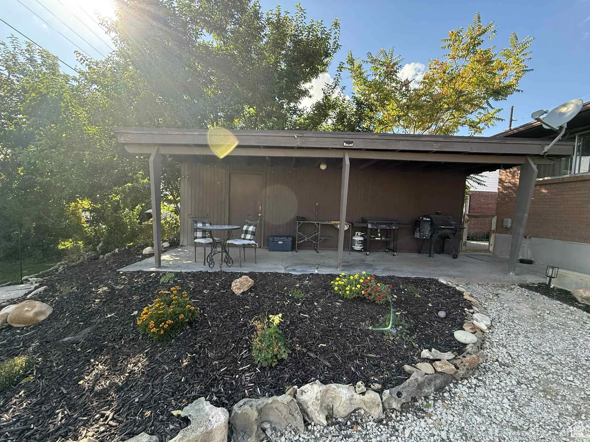 View of patio with grilling area