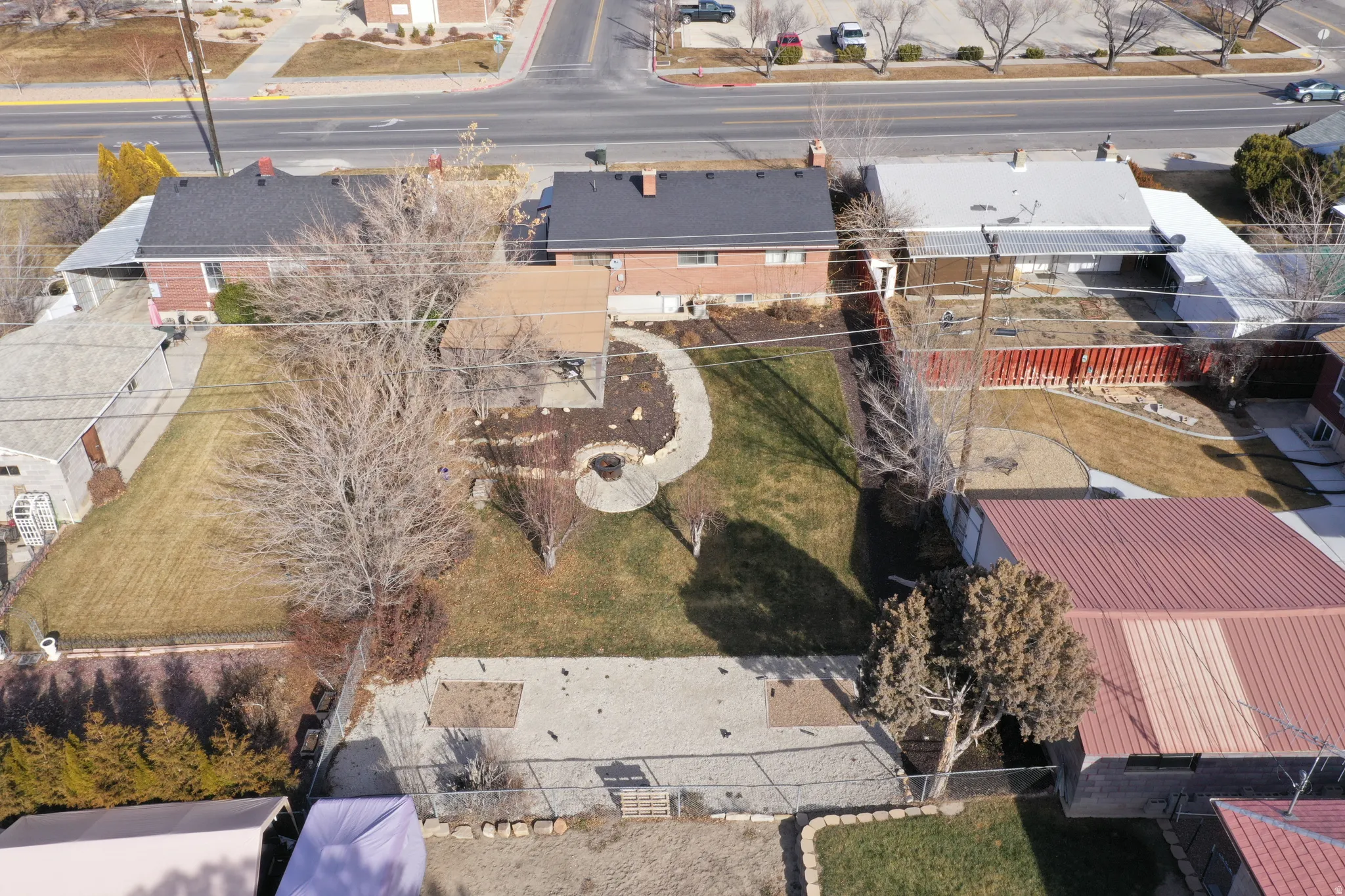 Aerial view of residential area