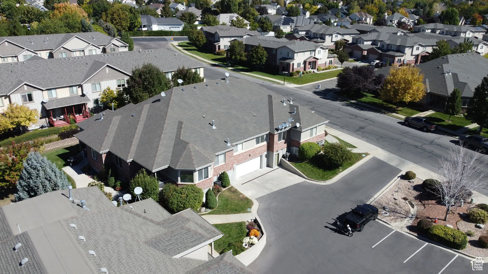 Aerial view of residential area