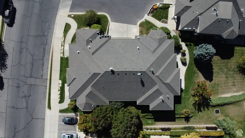 Bird's eye view of the top of the home and area around.