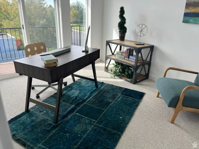 Office area with carpet and baseboards
