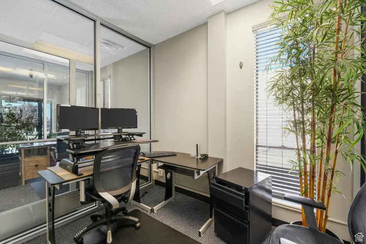 Home office featuring carpet flooring