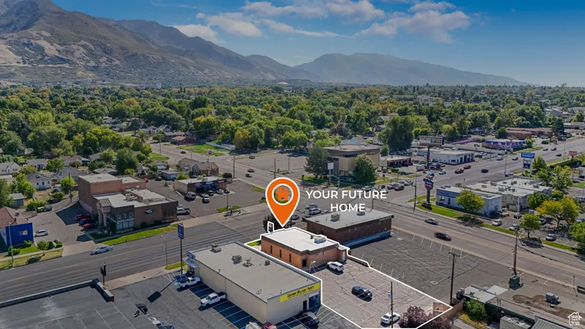 Aerial view of a mountainous background