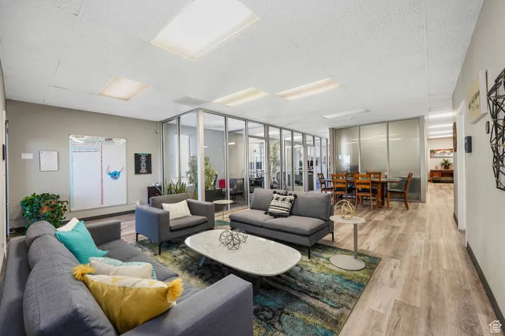 Lobby with floor to ceiling windows