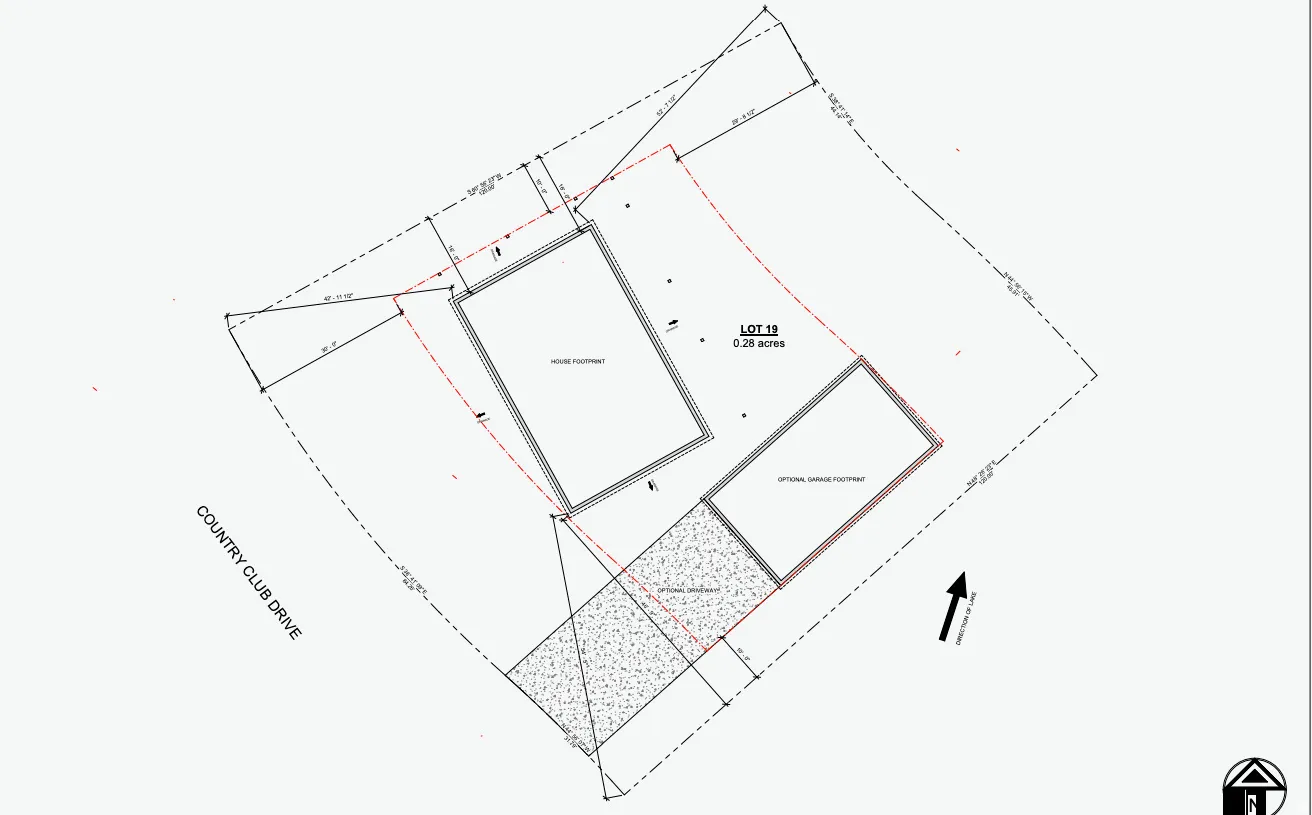 Property Survey. Illustrating the boundaries, existing structures, and an optional garage footprint for the property