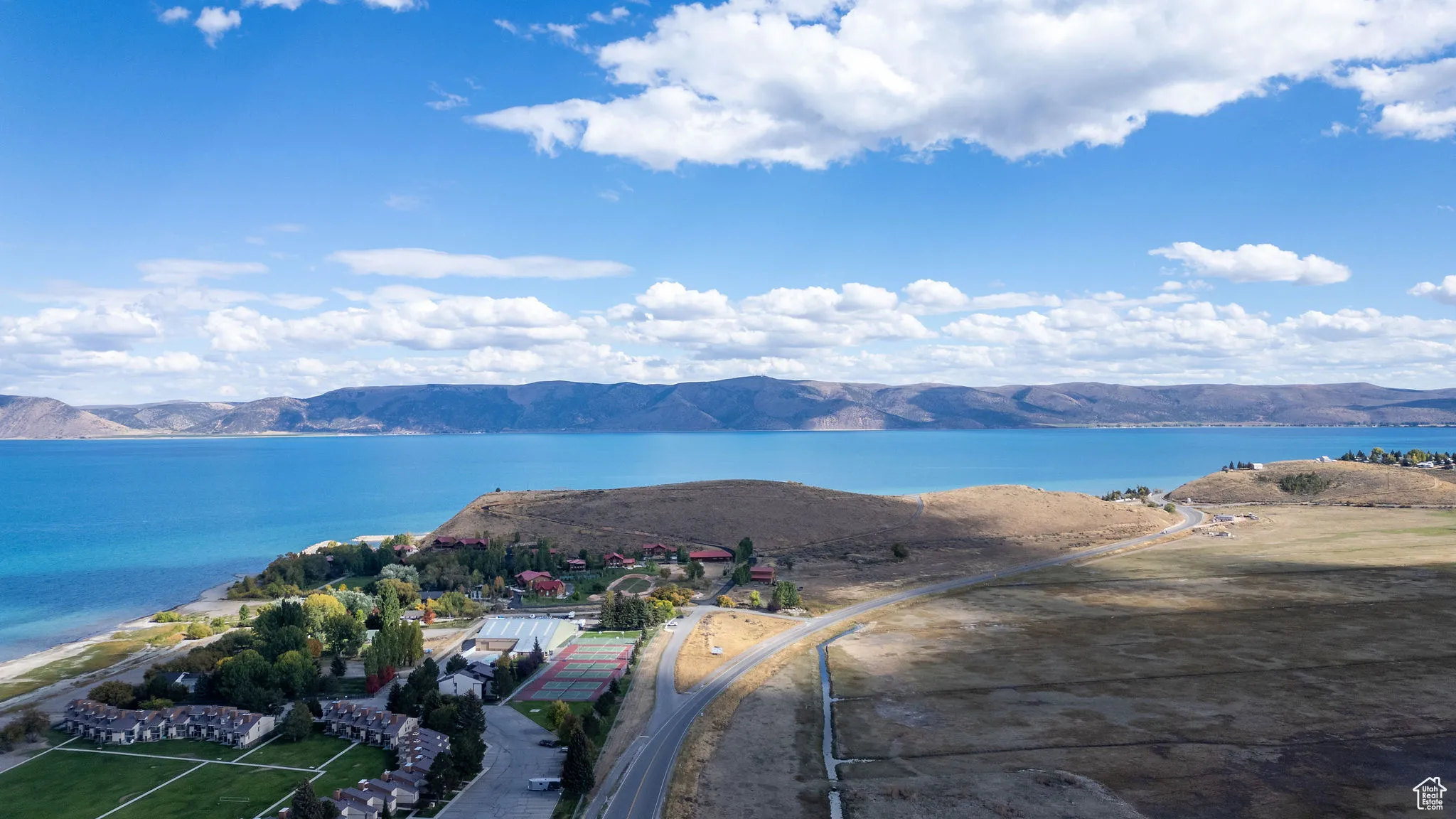 Drone / aerial view of a water and mountain view