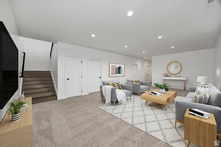Basement living room/Virtually Staged