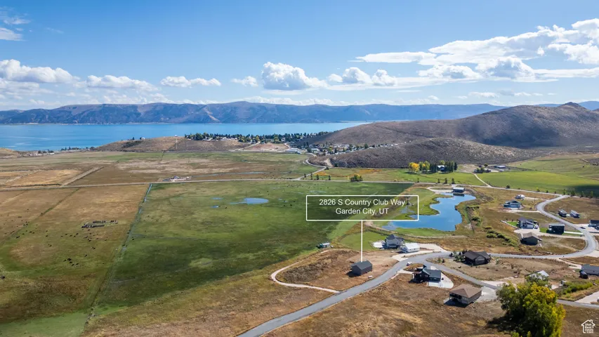 Aerial view of a water and mountain view