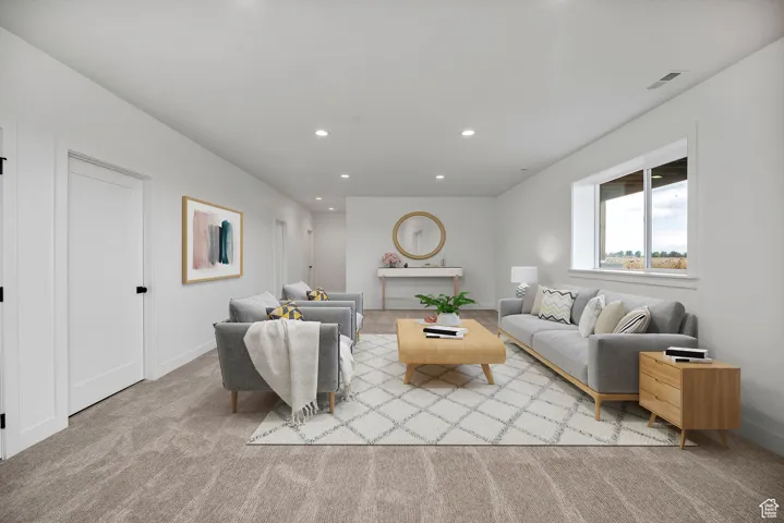Basement living room/Virtually Staged