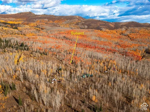 Aerial view of a mountain backdrop