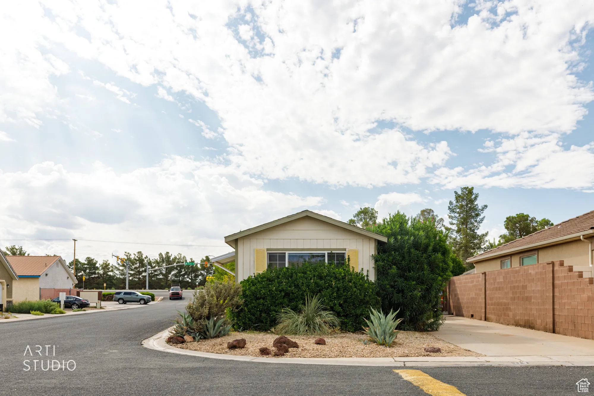 View of front of property featuring board and batten siding